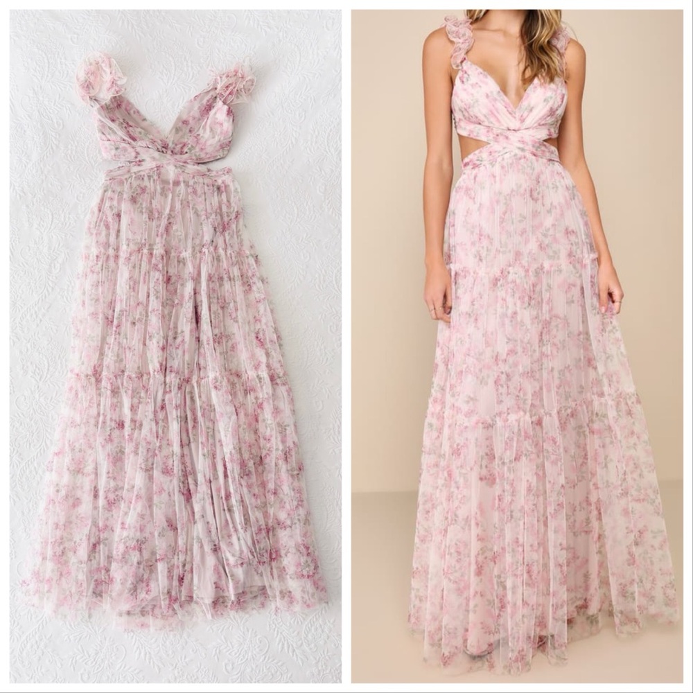 Lulu's Blush Pink Floral Maxi Dress
